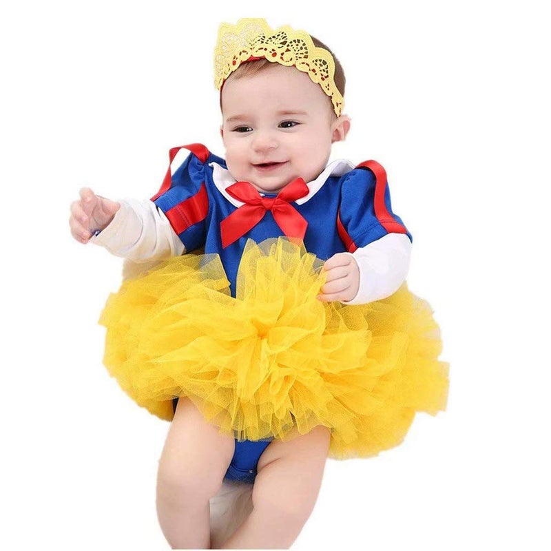 MYRISAM Christmas Costumes for Baby Toddler Girls Snow White Princess Birthday Bodysuit Romper Tutu Dress w/Headband - Image 3